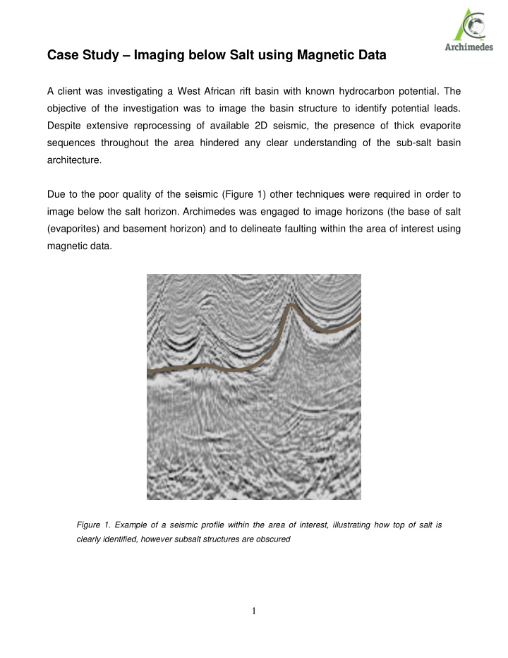 case study imaging below salt using magnetic data