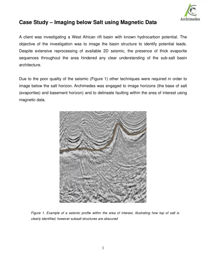 case study imaging below salt using magnetic data