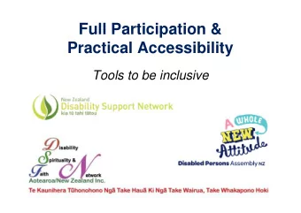Full Participation &amp;  Practical Accessibility  Tools to be inclusive  Ezekiel Robson, Vicki