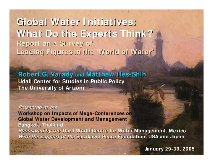 global water i nitiatives global water i nitiatives what