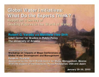 Global Water I nitiatives:  Global Water I nitiatives:  What Do the Experts Think?  What Do the