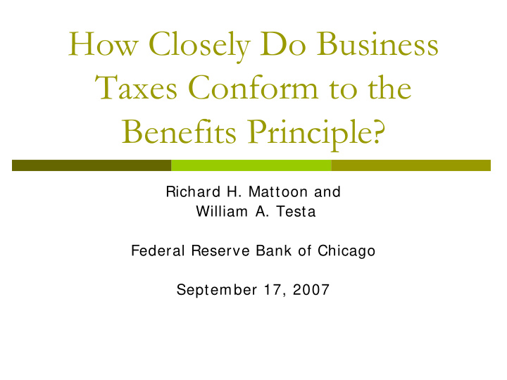 how closely do business taxes conform to the benefits