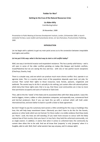 Fodder for War?  Getting to the Crux of the Natural Resources Crisis  Liz Alden Wily  Contributing