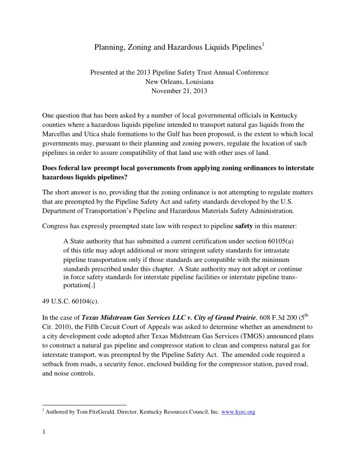 planning zoning and hazardous liquids pipelines 1