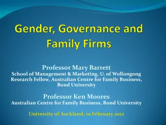 Professor Mary Barrett  School of Management &amp; Marketing, U. of Wollongong  Research Fellow,