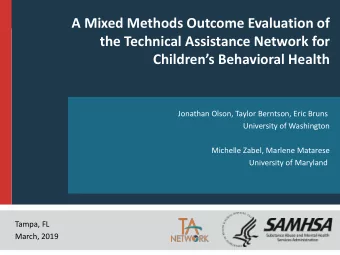 the Technical Assistance Network for  Childrens Behavioral Health  Jonathan Olson, Taylor