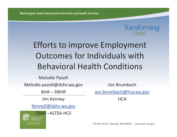 efforts to improve employment outcomes for individuals