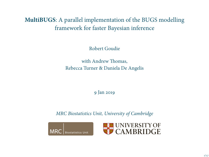 multibugs a parallel implementation of the bugs modelling