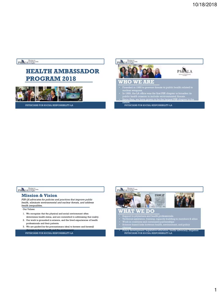 health ambassador program 2018