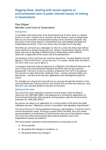 Digging Deep: dealing with social aspects of  environmental harm &amp; pubic interest issues of