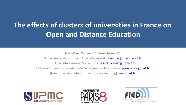 the effects of clusters of universities in france on open