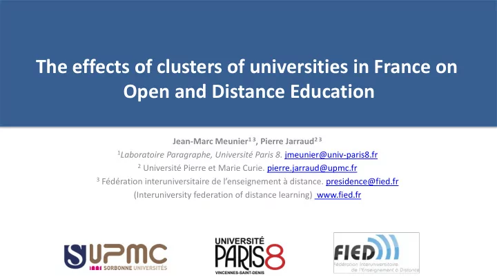 the effects of clusters of universities in france on open