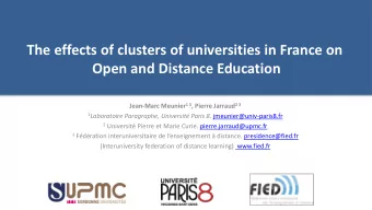 The effects of clusters of universities in France on  Open and Distance Education Jean-Marc Meunier