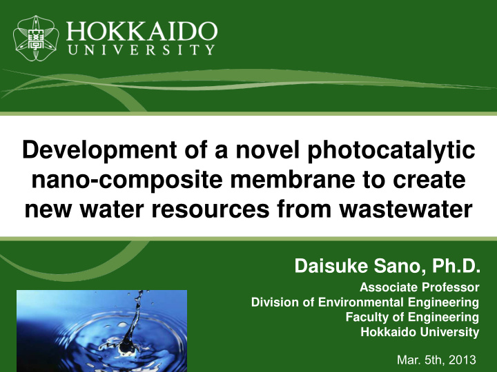 development of a novel photocatalytic nano composite
