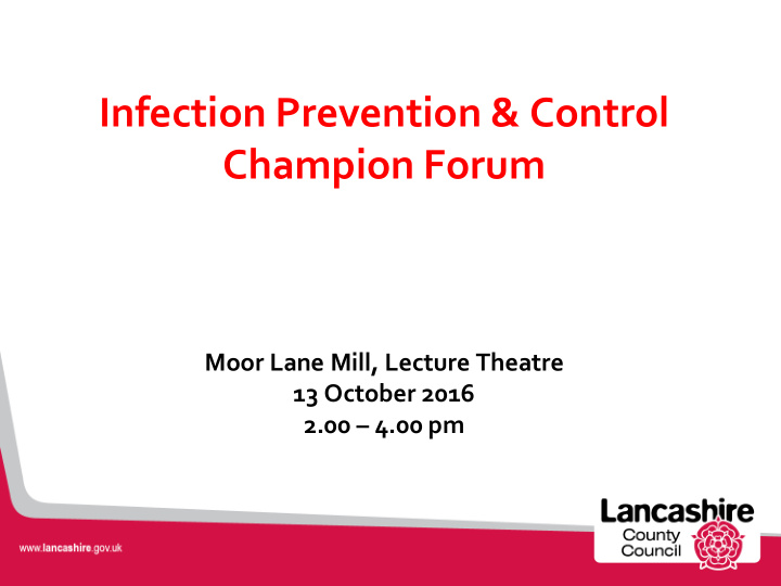 infection prevention control champion forum