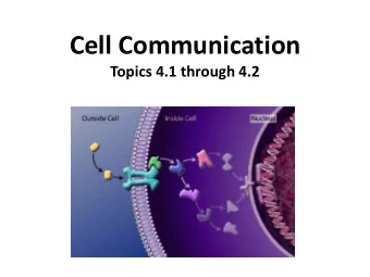 Cell Communication  Topics 4.1 through 4.2  Topic 4.1 Cell Communication  Importance of Cell