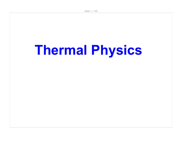 thermal physics