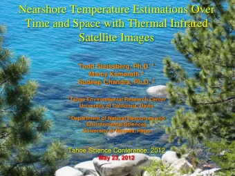 Time and Space with Thermal Infrared  Satellite Images Todd Steissberg, Ph.D. 1 Marcy Kamerath 2