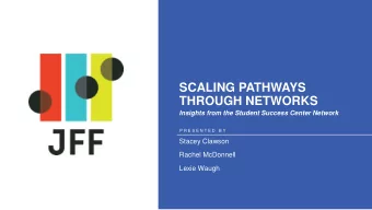 SCALING PATHWAYS  THROUGH NETWORKS  Insights from the Student Success Center Network  P R E S E N T