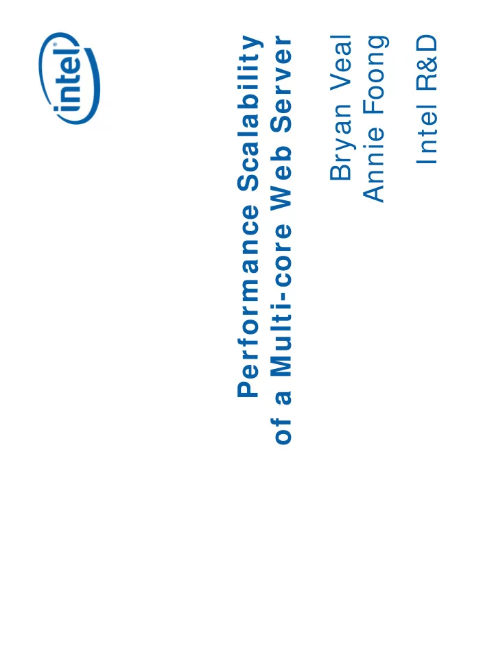 bryan veal annie foong intel r d perform ance scalability
