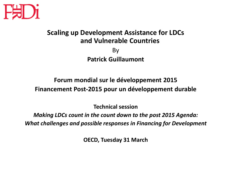 scaling up development assistance for ldcs and vulnerable