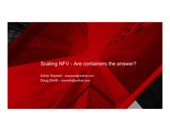 scaling nfv are containers the answer