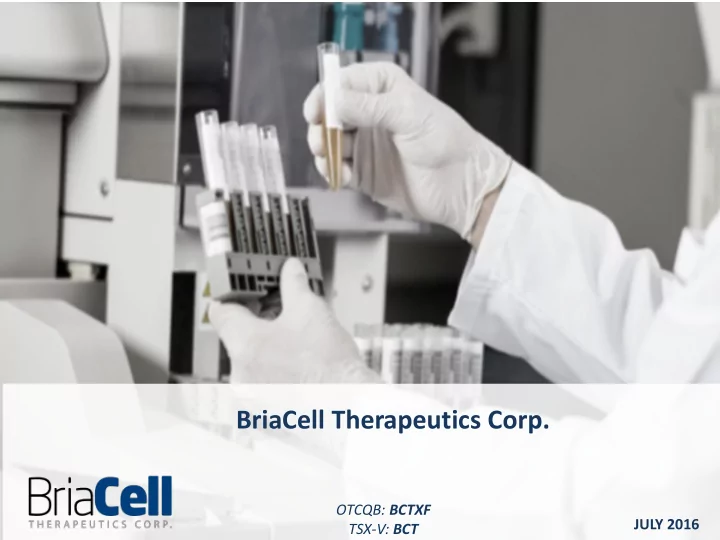 briacell therapeutics corp