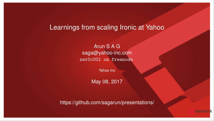 learnings from scaling ironic at yahoo
