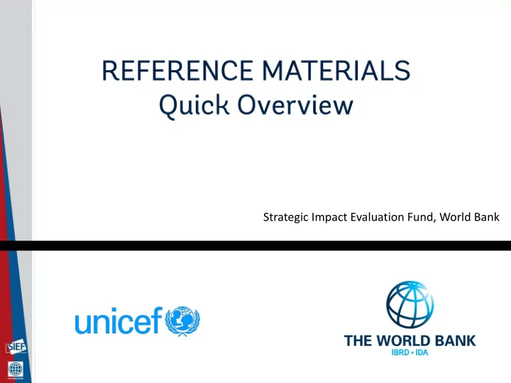 strategic impact evaluation fund world bank videos