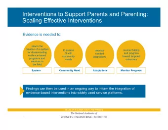 Interventions to Support Parents and Parenting:  Scaling Effective Interventions  Evidence is