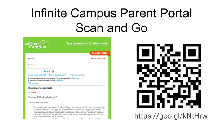 infinite campus parent portal scan and go