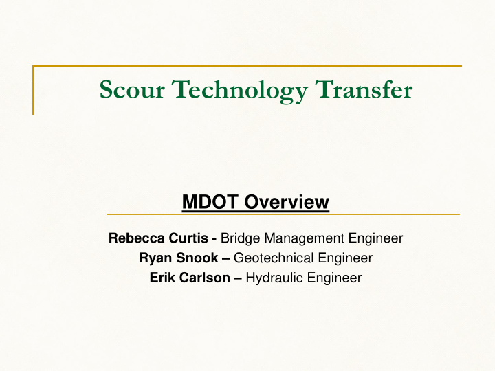 scour technology transfer