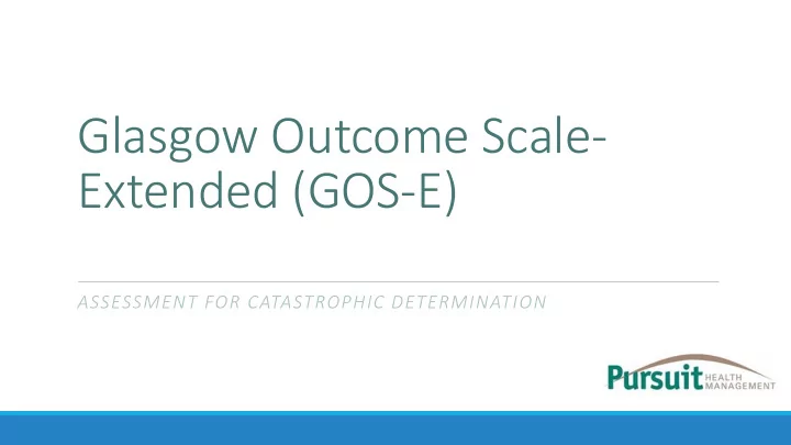glasgow outcome scale