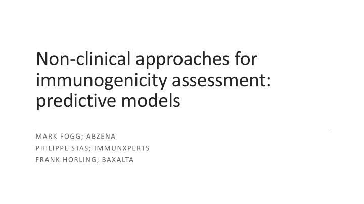 non clinical approaches for immunogenicity assessment