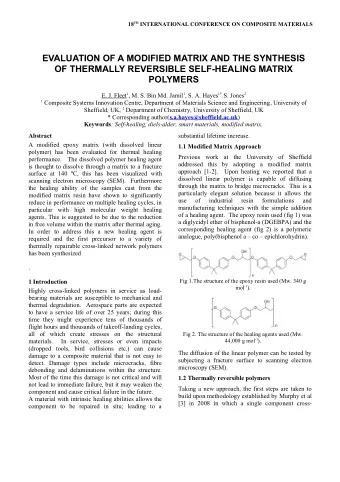 EVALUATION OF A MODIFIED MATRIX AND THE SYNTHESIS  OF THERMALLY REVERSIBLE SELF-HEALING MATRIX