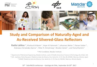 Study and Comparison of Naturally-Aged and  As-Received Silvered-Glass Reflectors Radia Lahlou 1* ,