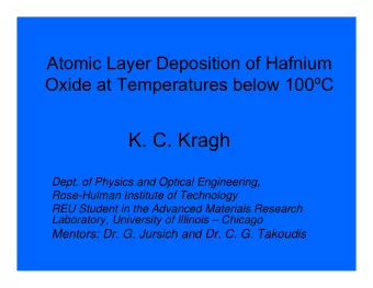 K. C. Kragh  Dept. of Physics and Optical Engineering,  Rose-Hulman Institute of Technology  REU