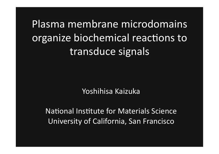 plasma membrane microdomains organize biochemical