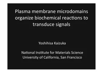 Plasma membrane microdomains  organize biochemical reac2ons to  transduce signals  Yoshihisa