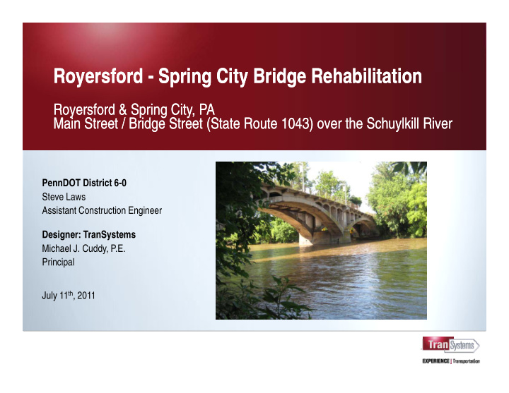 royersford spring city bridge rehabilitation royersford