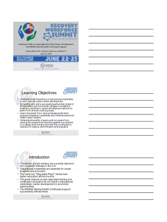 Learning Objectives  Understand the importance of educational credentials  in peer (and