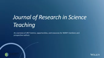 Journal of Research in Science  Teaching An overview of JRST metrics, opportunities, and resources