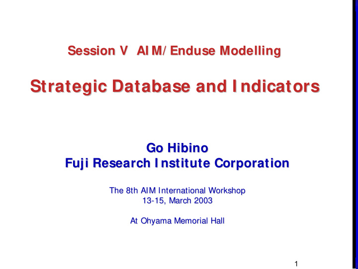 strategic database and i ndicators strategic database and