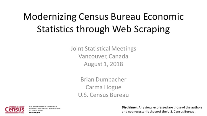 modernizing census bureau economic statistics through web
