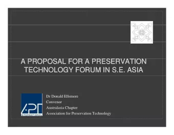 A PROPOSAL FOR A PRESERVATION  A PROPOSAL FOR A PRESERVATION  A PROPOSAL FOR A PRESERVATION  A