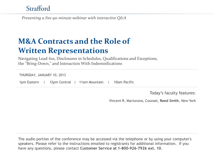 m a contracts and the role of written representations