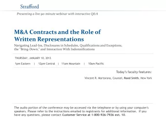 M&amp;A Contracts and the Role of  Written Representations  Navigating Lead-Ins, Disclosures in