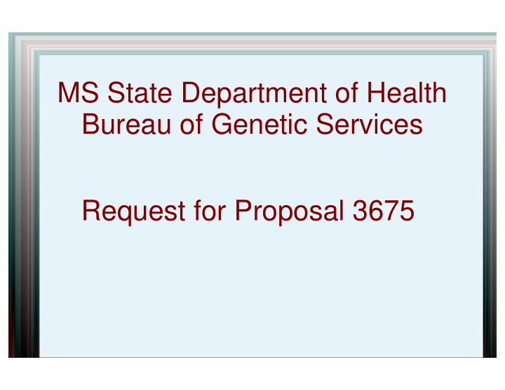 ms state department of health bureau of genetic services