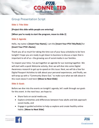 Group Presentation Script  Slide 1: Title Slide  [Project this slide while people are entering]