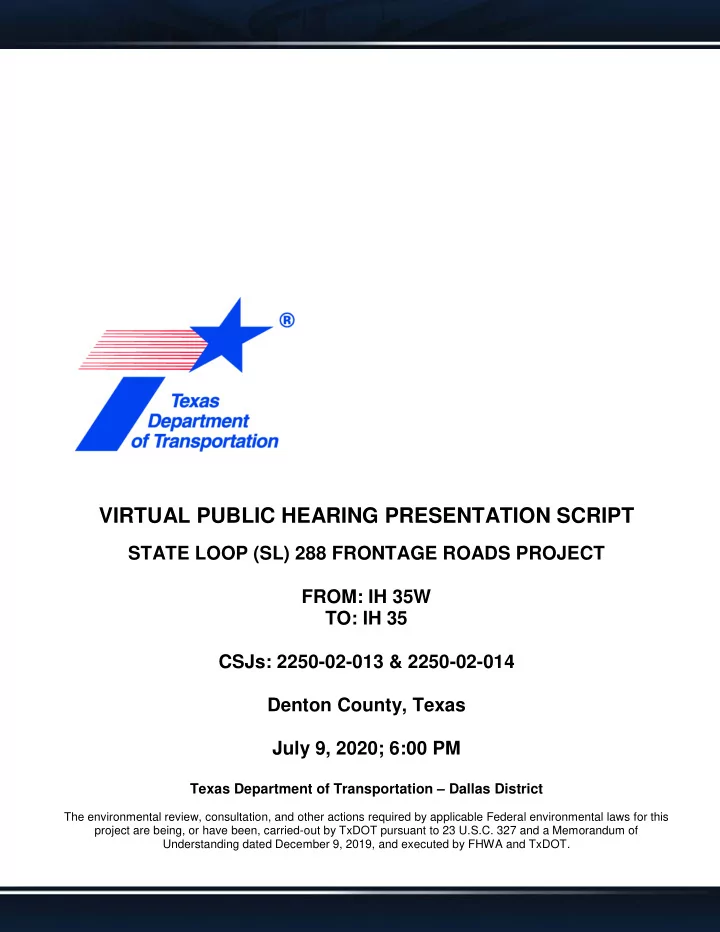 virtual public hearing presentation script